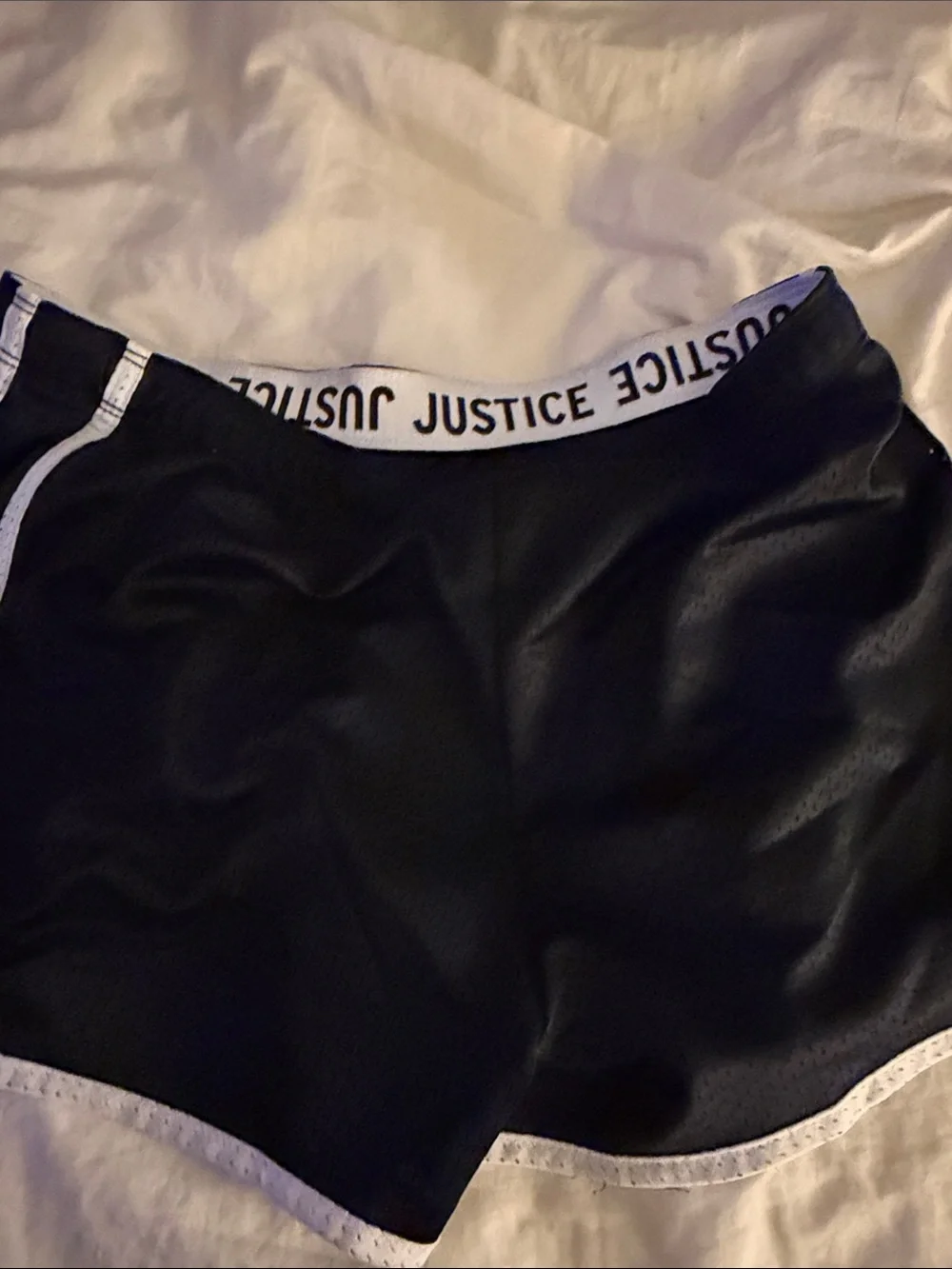 Justice Black Shorts with White Waistband and Trim